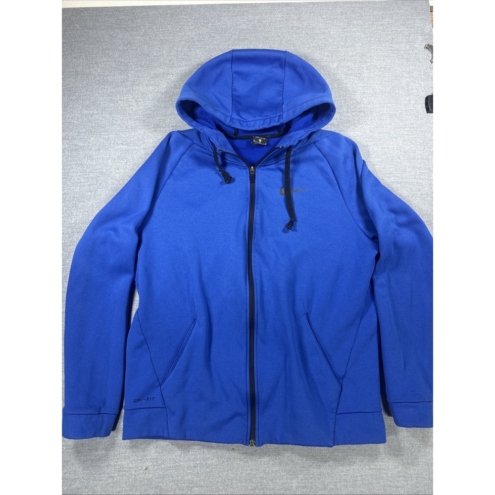 Nike Dri-FIT Men's Medium Full Zip Hoodie Blue Fleece Athletic Sweatshirt